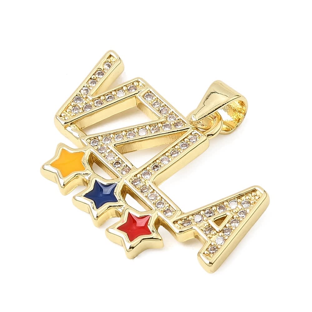 Dije colgante tricolor vzla venezuela 26.5 mm baño oro zircón / unidad2
