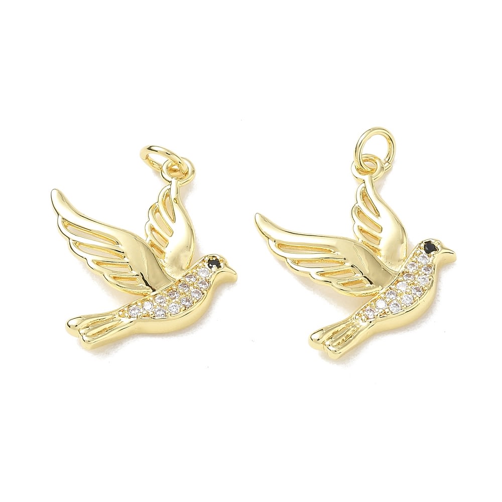 Dije colgante ave espíritu santo 23 mm baño de oro zircón / unidad1