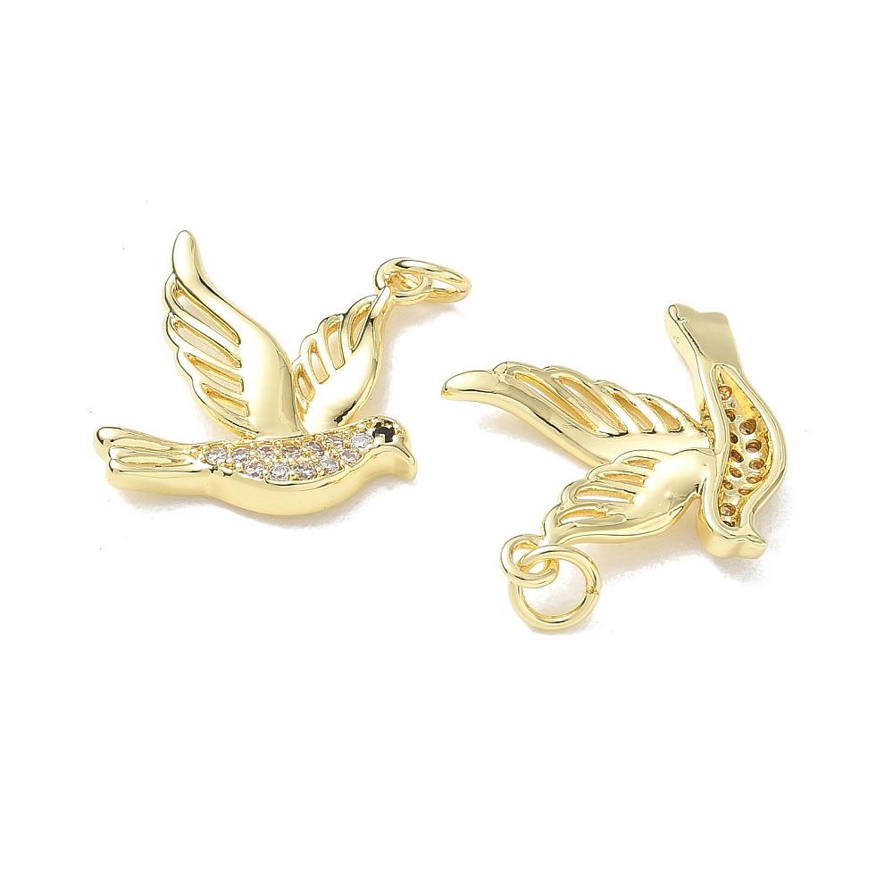 Dije colgante ave espíritu santo 23 mm baño de oro zircón / unidad2