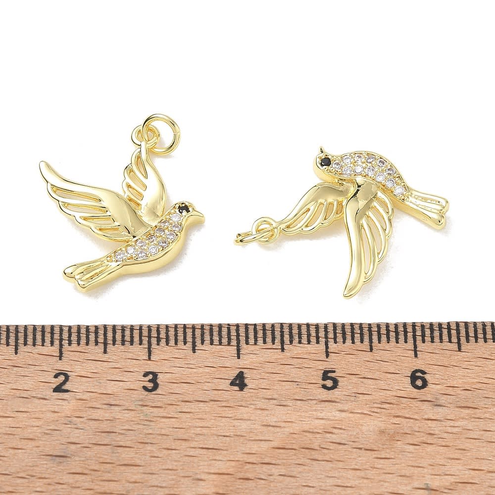 Dije colgante ave espíritu santo 23 mm baño de oro zircón / unidad3