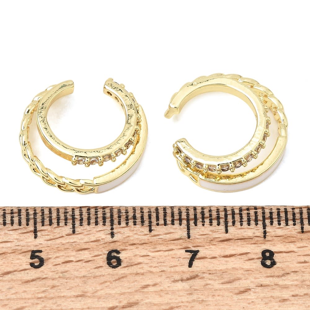 Ear cuff aros solitarios doble mixto 16x6 mm baño oro / unidad2