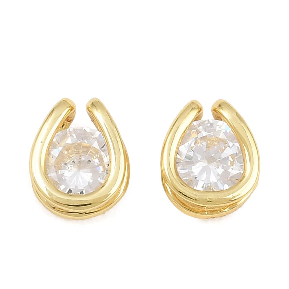 Dije pasador punto de luz 8x7 mm baño oro platino zircón / unidad1