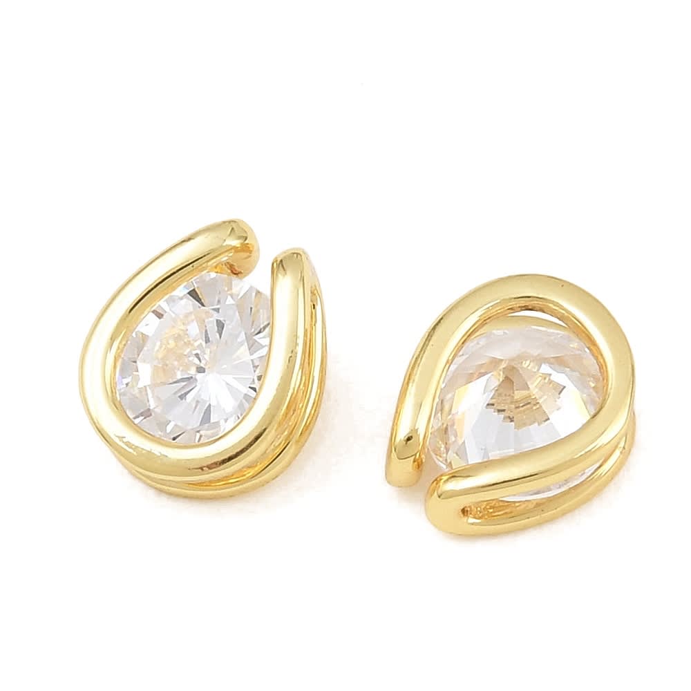 Dije pasador punto de luz 8x7 mm baño oro platino zircón / unidad5