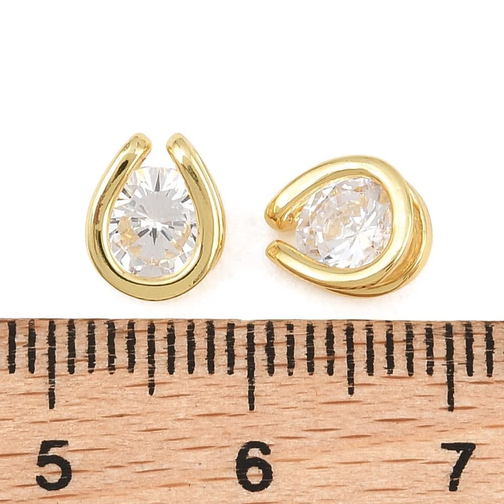 Dije pasador punto de luz 8x7 mm baño oro platino zircón / unidad6