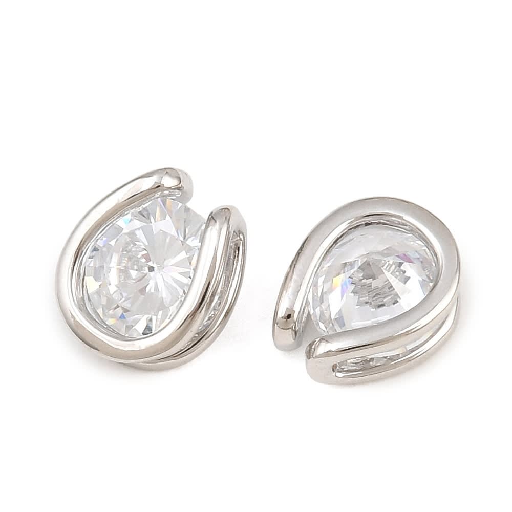 Dije pasador punto de luz 8x7 mm baño oro platino zircón / unidad3