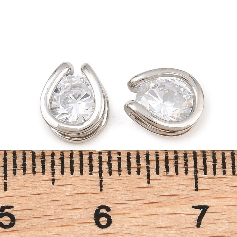Dije pasador punto de luz 8x7 mm baño oro platino zircón / unidad4