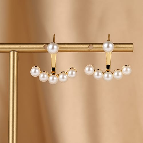 Aros topo topito perlas 20 mm baño de oro / par1