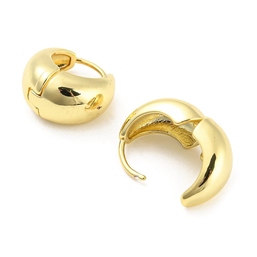 Aros argollas chunky huggie cúpula 17 mm baño oro / par2