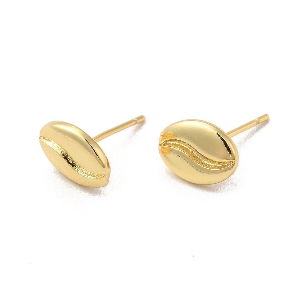 Aros topo topito grano de café 7.5 mm baño de oro / par1