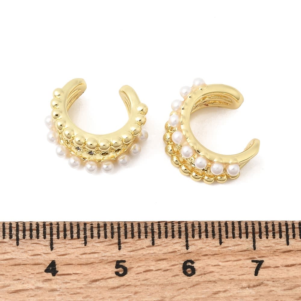 Ear cuff aros solitarios triple línea liso perla zircón baño oro / unidad2