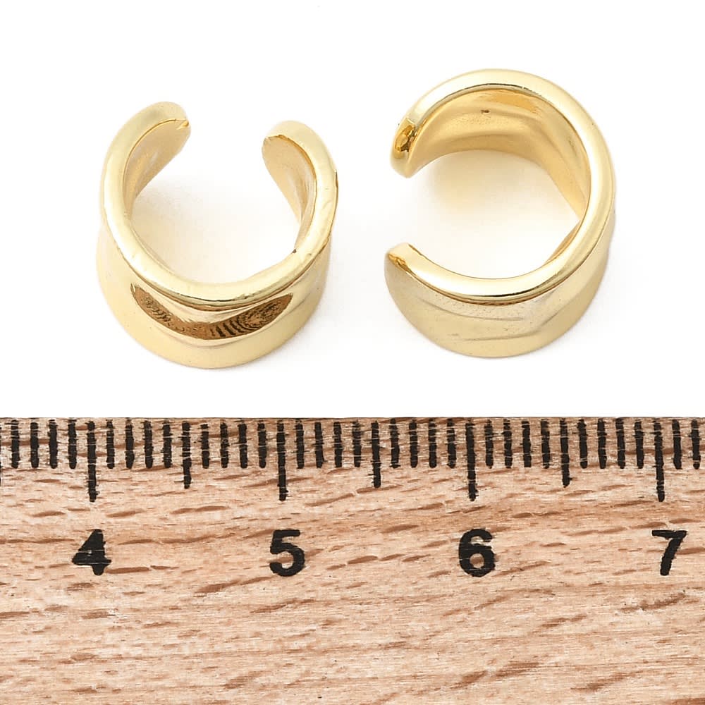 Ear cuff aros solitarios grueso ondulado 12 mm baño de oro / unidad2
