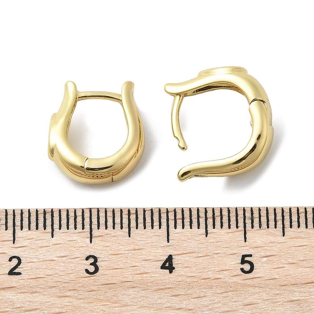 Aros argollas huggie bote lagrima zircón 14x12.5 mm baño oro / par2