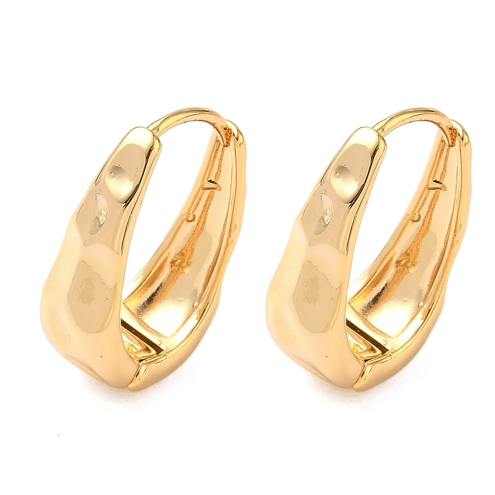 Aros argollas huggie bote textura 24x8.5 mm baño oro / par1