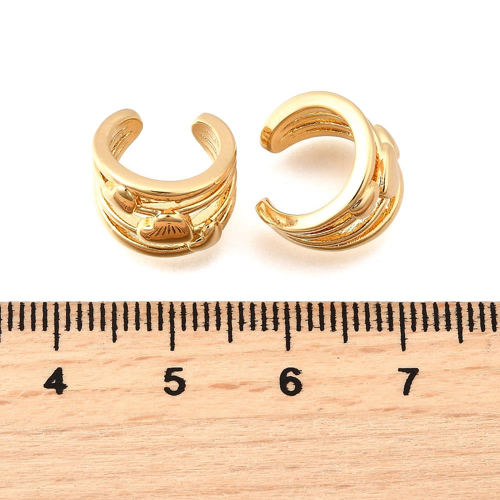 Ear cuff aros solitarios triple corazón 12 mm baño oro / unidad2