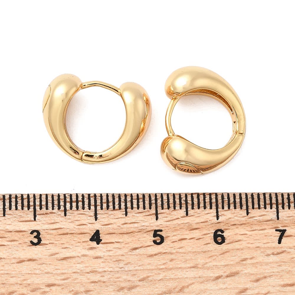 Aros argollas huggie gota corazón 14.5 mm baño oro / par2