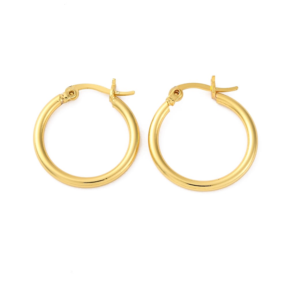 Aros argollas básicas 20 mm baño de oro / par1