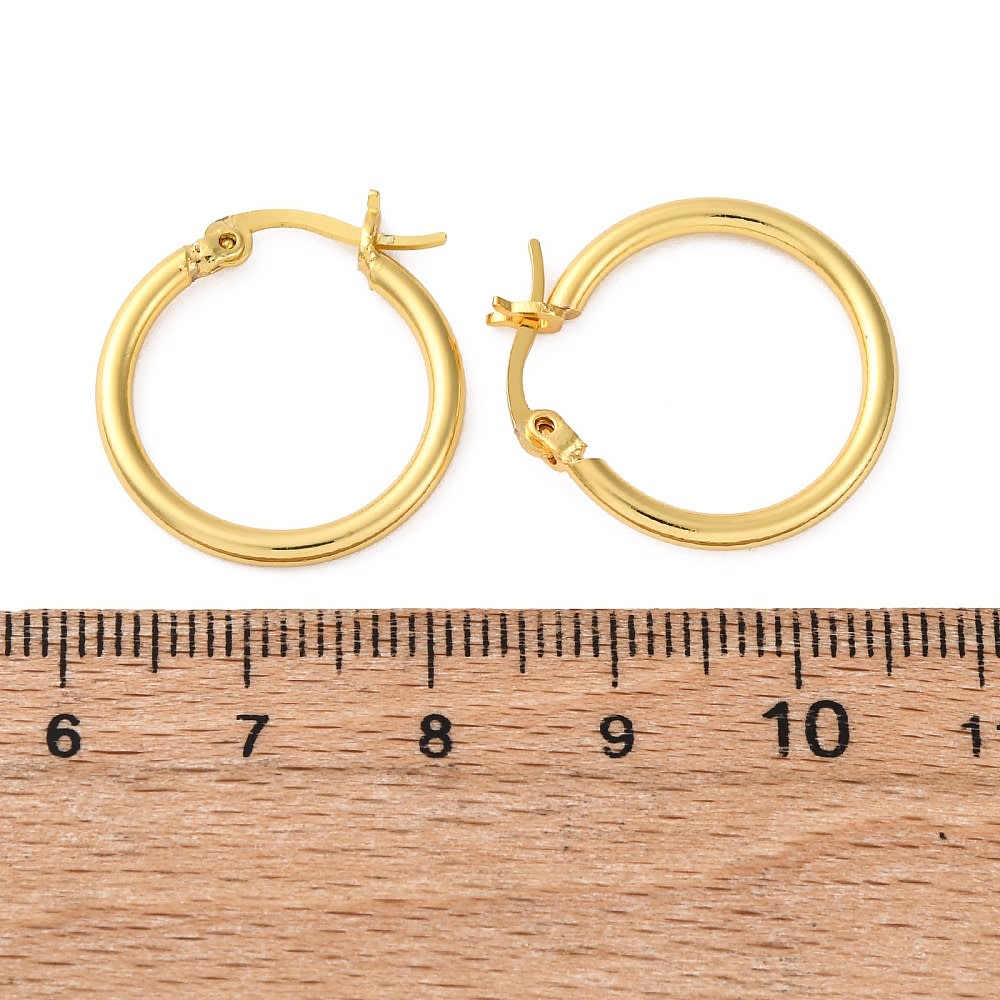 Aros argollas básicas 20 mm baño de oro / par2