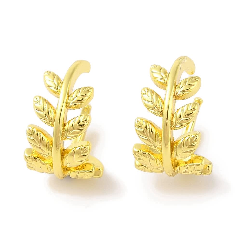 Ear cuff aros solitarios rama olivo 12x8.5 mm baño oro / unidad1