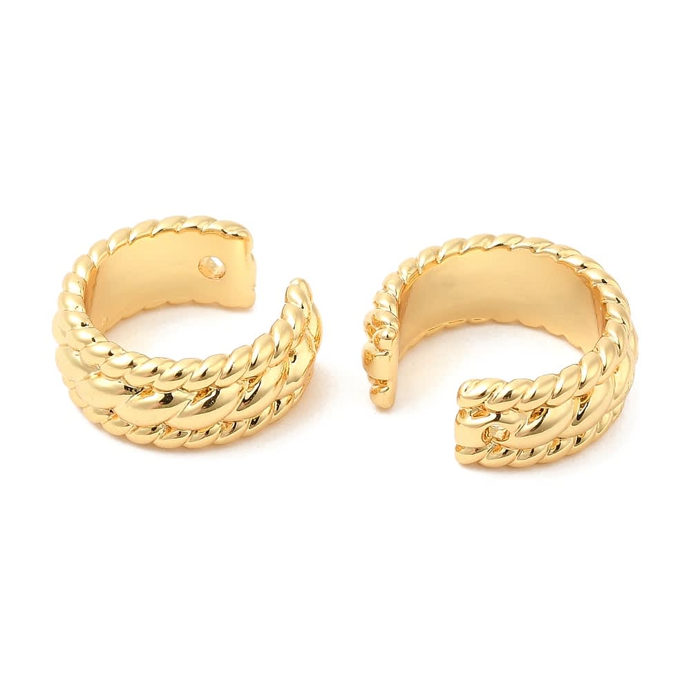 Ear cuff aros solitarios trenza 15 mm baño de oro / unidad2
