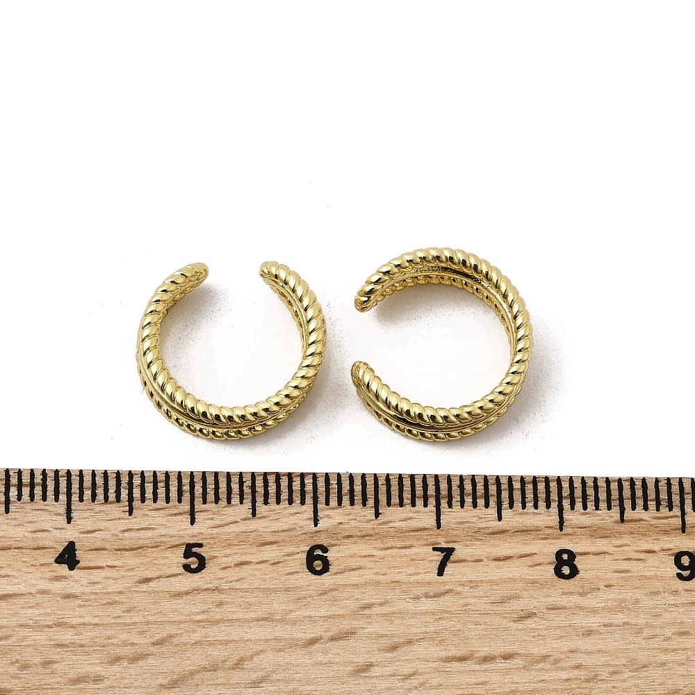 Ear cuff aros solitarios triple línea mixta baño de oro / unidad2
