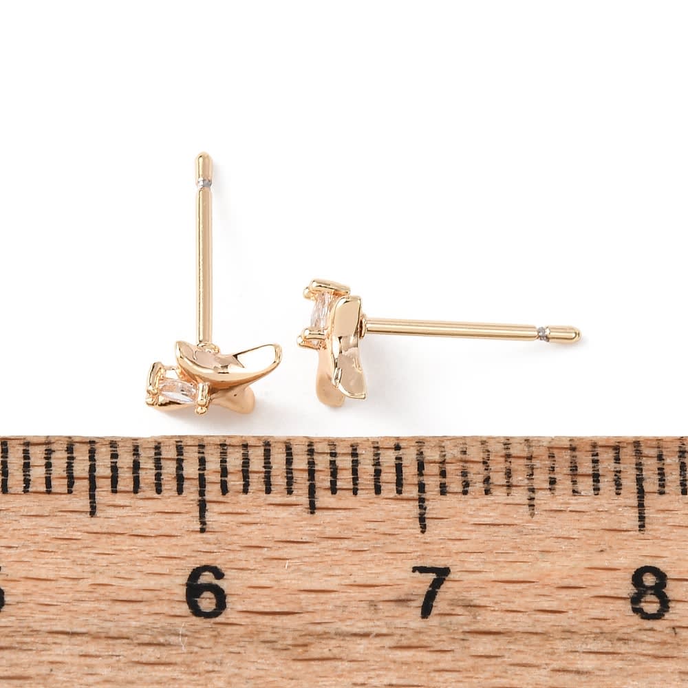 Aros topo topito estrella zircón 7x6 mm baño oro / par2