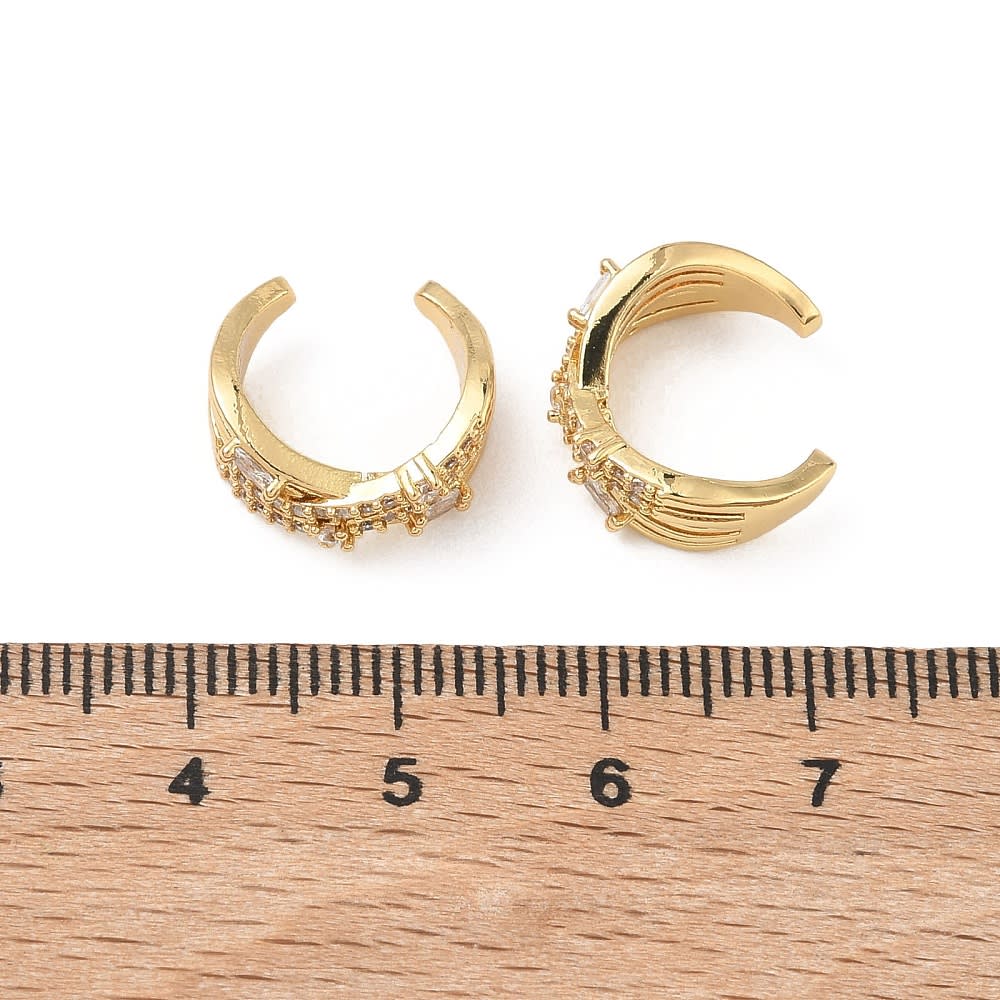 Ear cuff aros solitarios cruzado 7 mm baño oro zircón / unidad2