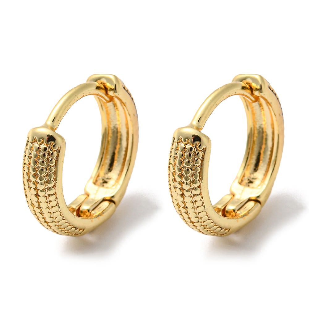 Aros argollas huggie textura puntos 13x14 mm baño oro / par1
