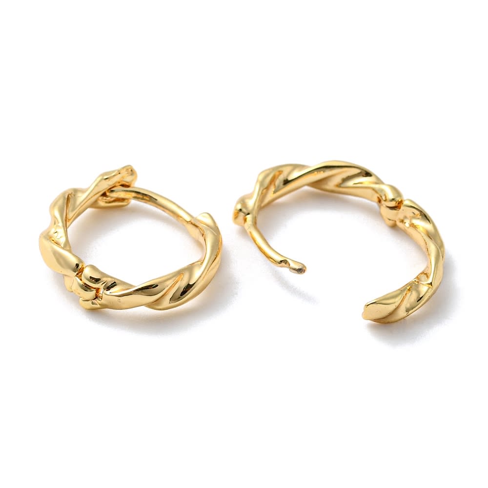 Aros argollas huggie torsión 13x14 mm baño oro / par2