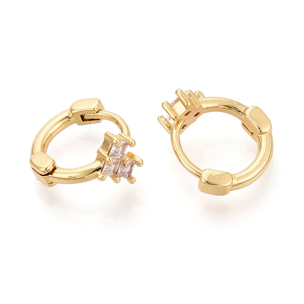 Aros argollas huggie corazón zircón 11x12 mm baño oro / par2