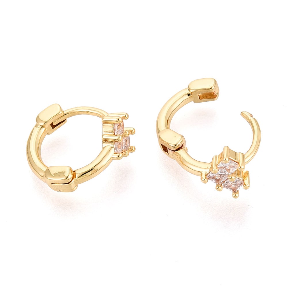 Aros argollas huggie corazón zircón 11x12 mm baño oro / par3