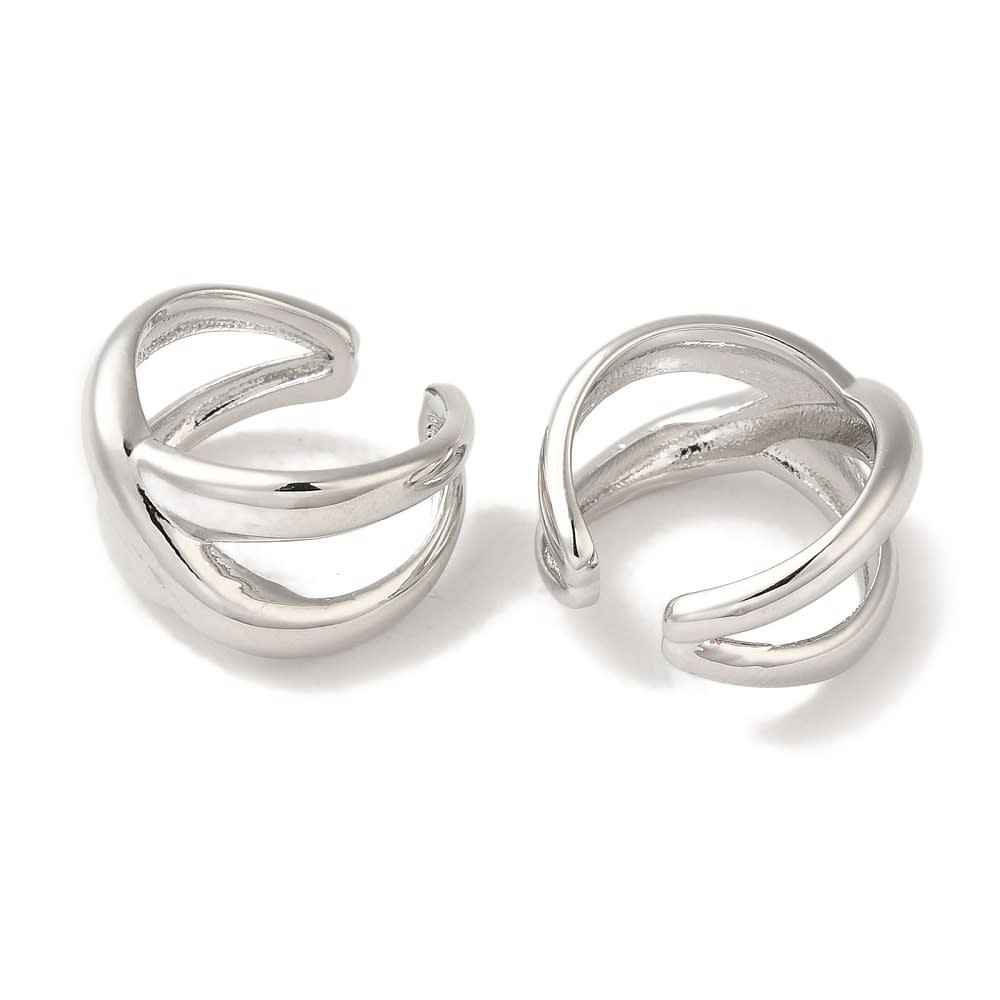 Ear cuff aros solitarios cruzado 10 mm baño platino / unidad2