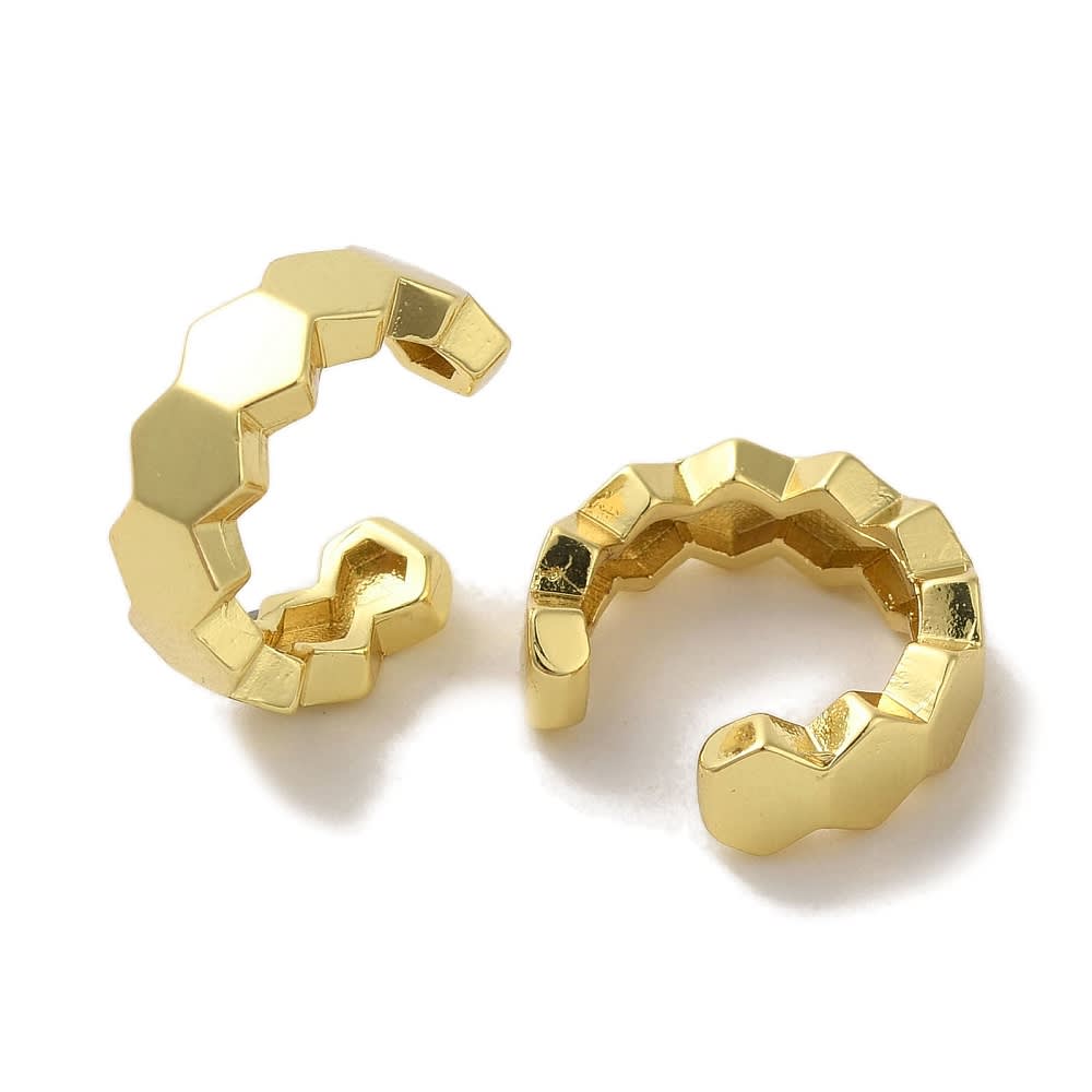 Ear cuff aros solitarios pixel 14 mm baño de oro platino / unidad3