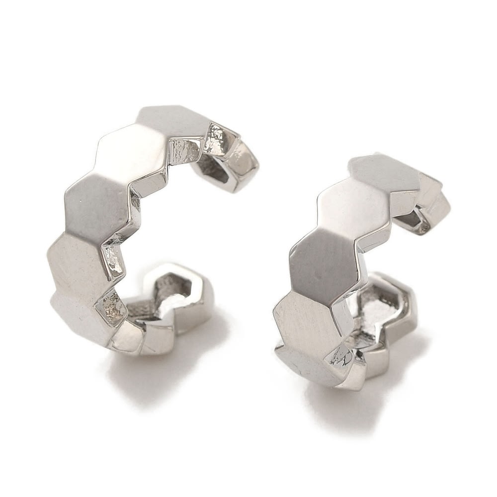 Ear cuff aros solitarios pixel 14 mm baño de oro platino / unidad2
