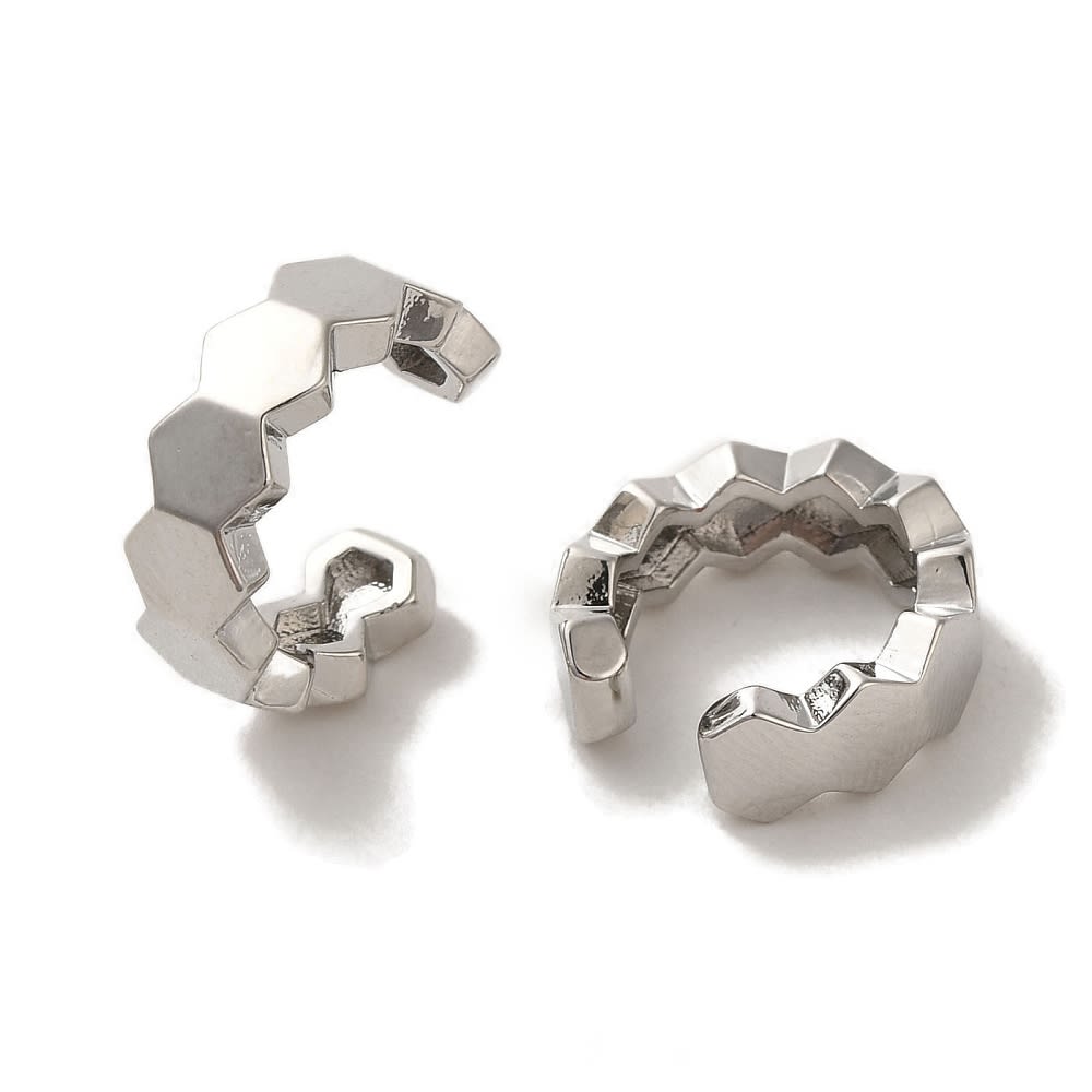 Ear cuff aros solitarios pixel 14 mm baño de oro platino / unidad4