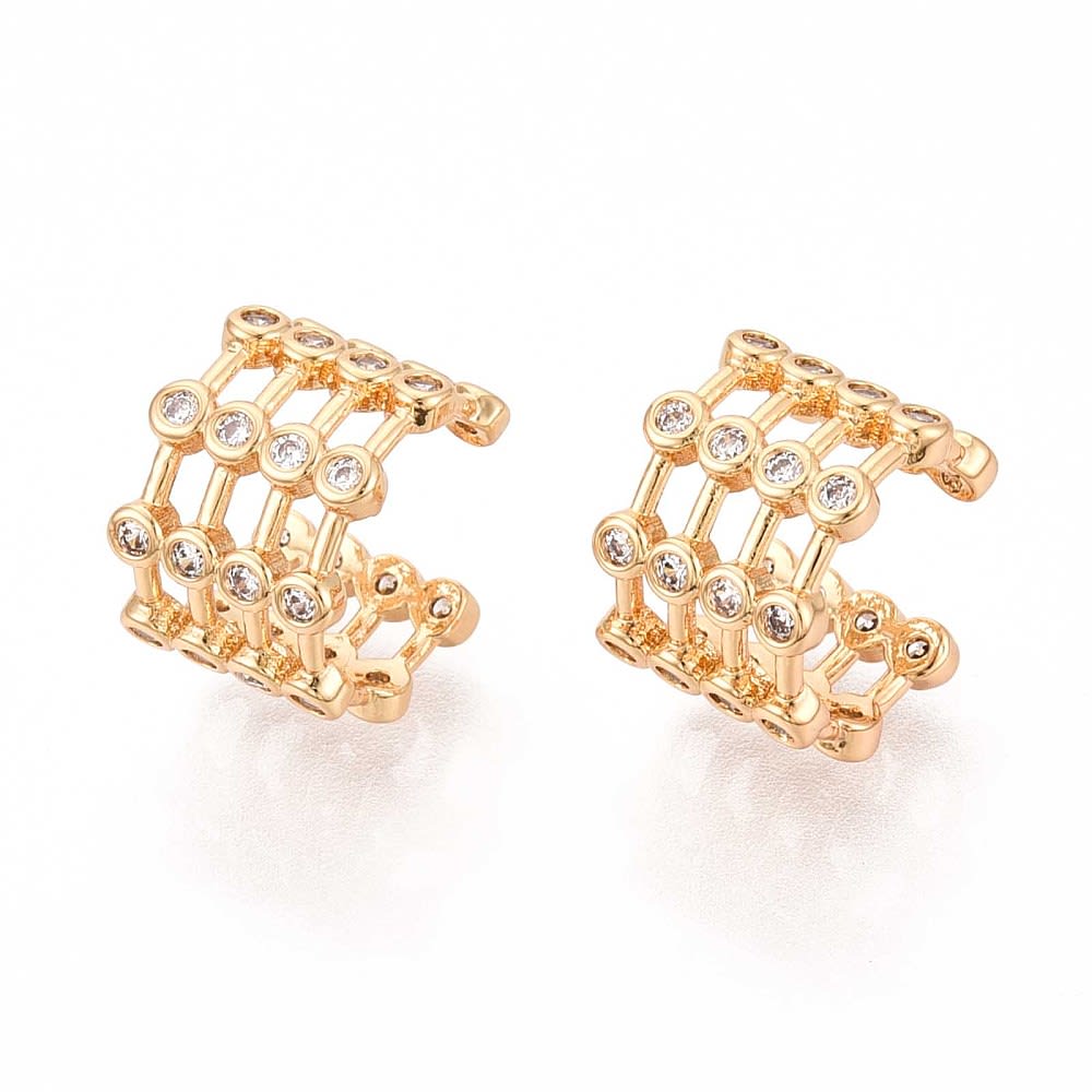 Ear cuff aros solitarios multicapa 13 mm zircón baño oro / unidad1