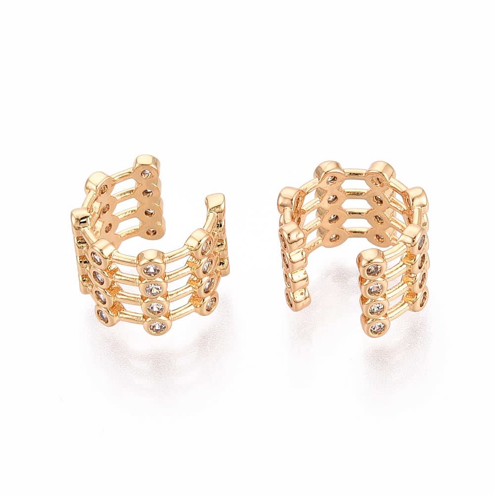 Ear cuff aros solitarios multicapa 13 mm zircón baño oro / unidad2