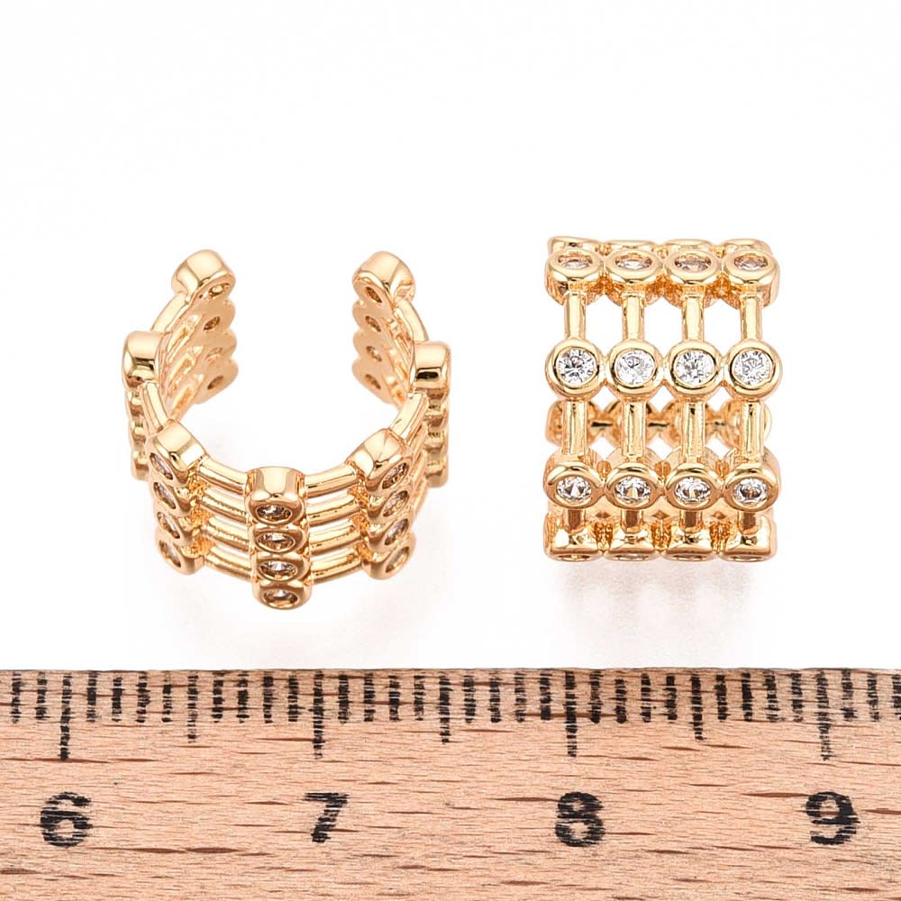 Ear cuff aros solitarios multicapa 13 mm zircón baño oro / unidad3