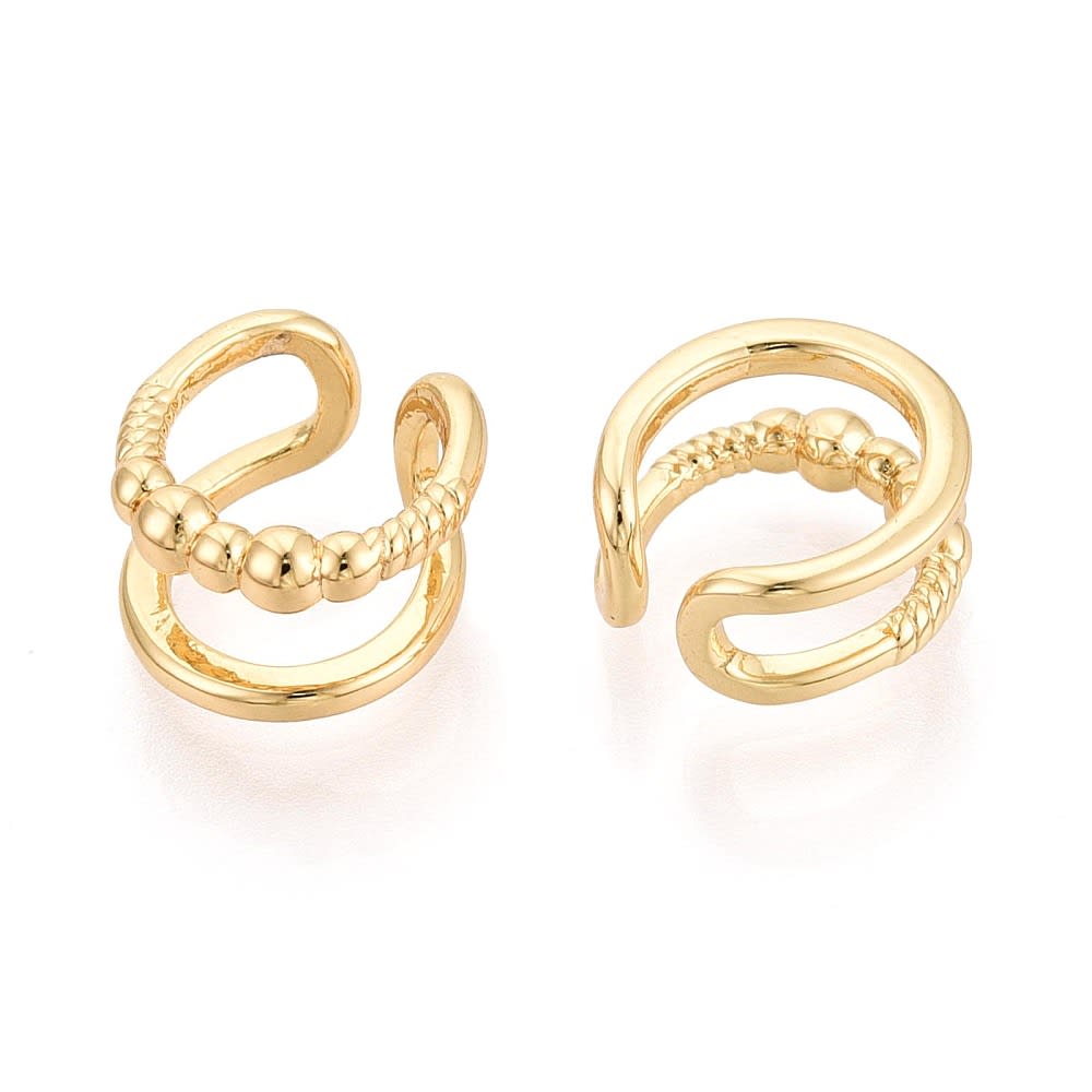 Ear cuff aros solitarios dos capas 12 mm baño oro / unidad3