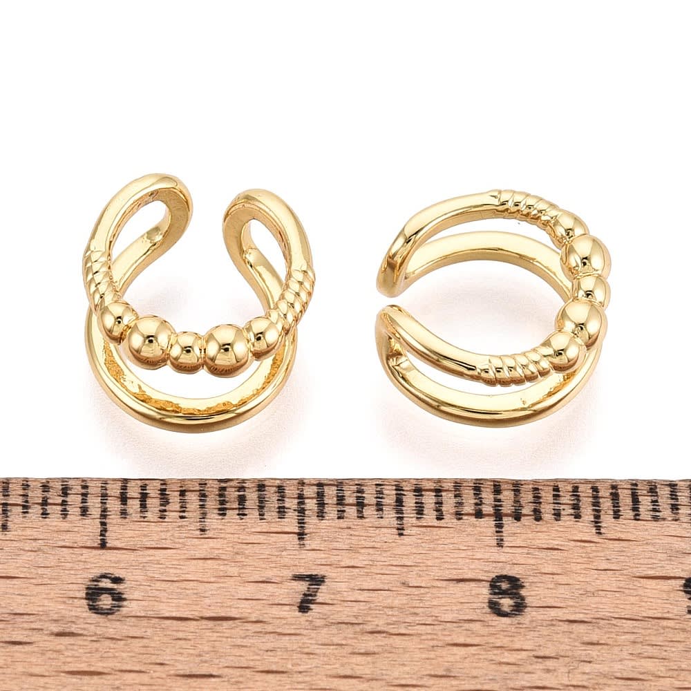 Ear cuff aros solitarios dos capas 12 mm baño oro / unidad2