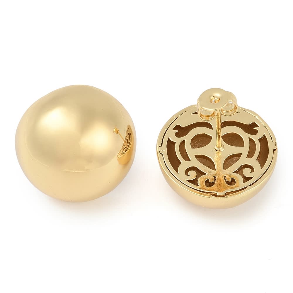 Aros aretes topo semi círculo 18 mm baño oro / par2