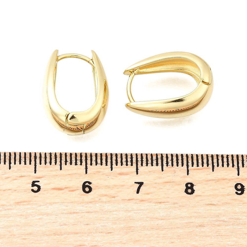 Aros argollas chunky huggie Forma U 18 mm baño oro / par2