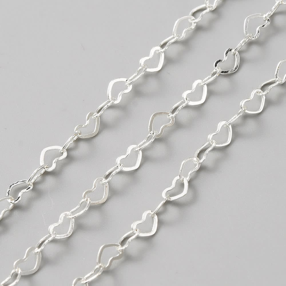 Cadena eslabón corazón 5x3.5 mm baño de plata / metro1