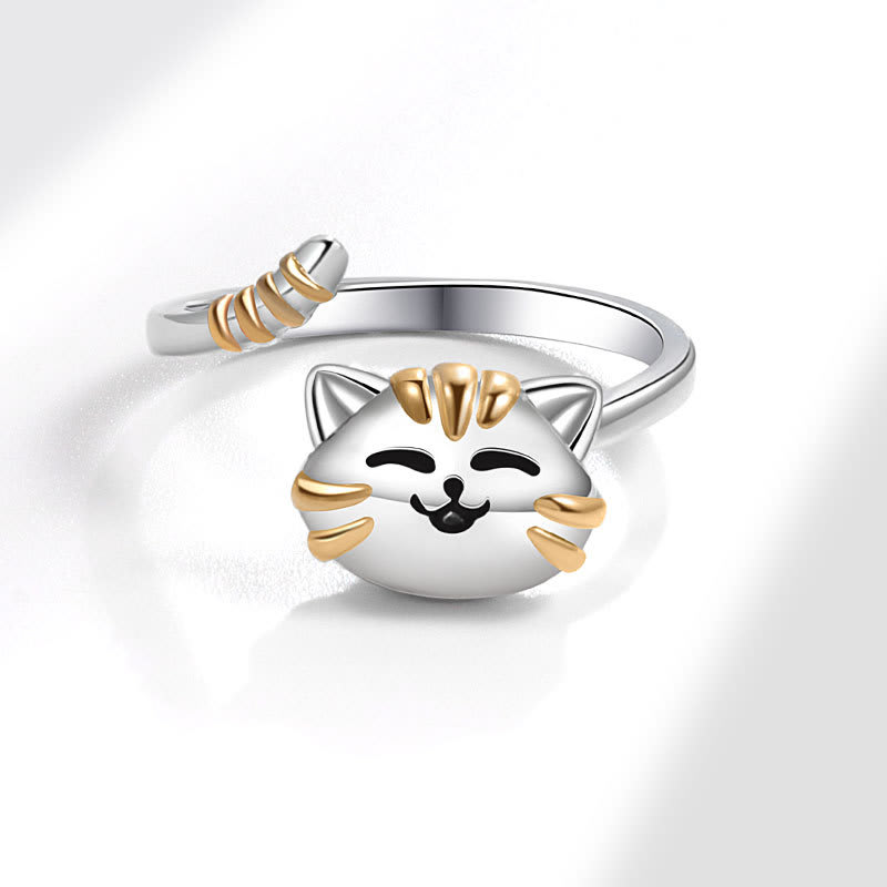 Anillo giratorio antiestrés gato felino baño de platino / unidad2