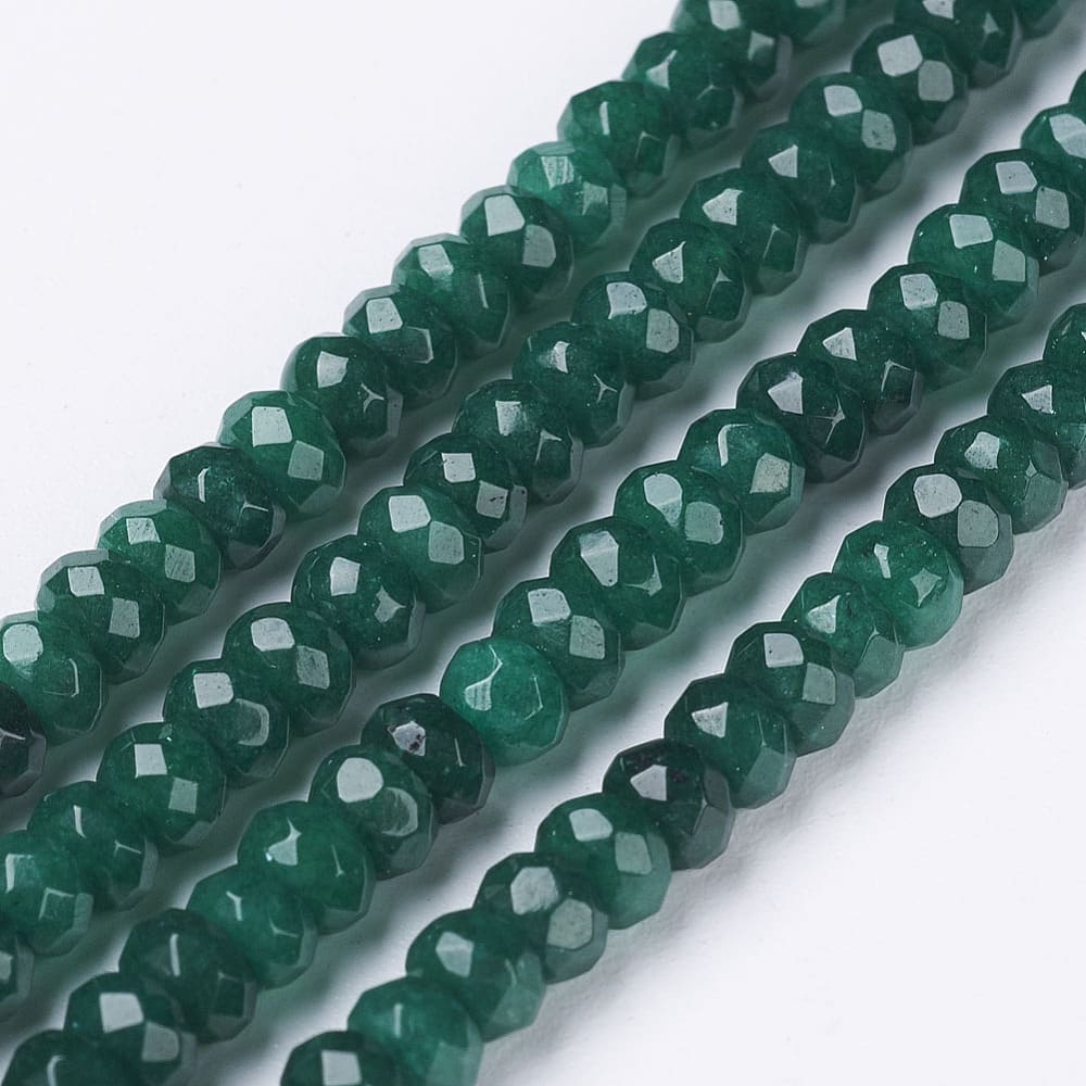 Sarta abalorios cuentas redonda plana 4x3 mm piedra jade / tira1