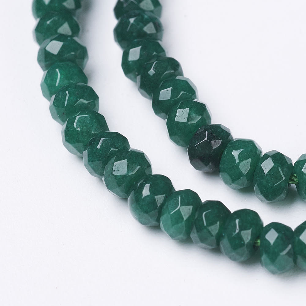 Sarta abalorios cuentas redonda plana 4x3 mm piedra jade / tira3