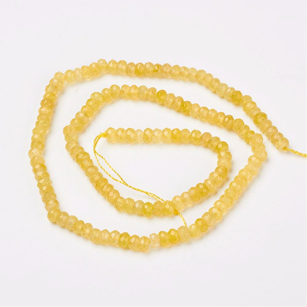Sarta abalorios cuentas redonda plana 4x3 mm piedra jade / tira2