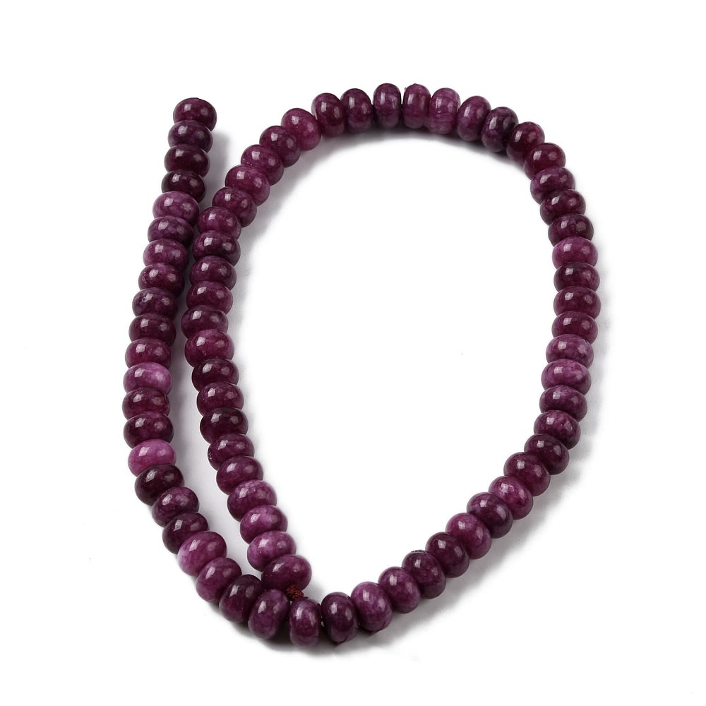 Sarta abalorios cuentas redonda plana 8x5 mm piedra jade / tira5