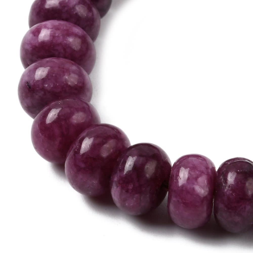 Sarta abalorios cuentas redonda plana 8x5 mm piedra jade / tira6