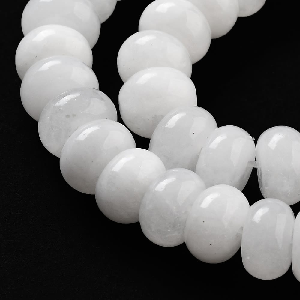Sarta abalorios cuentas redonda plana 8x5 mm piedra jade / tira4