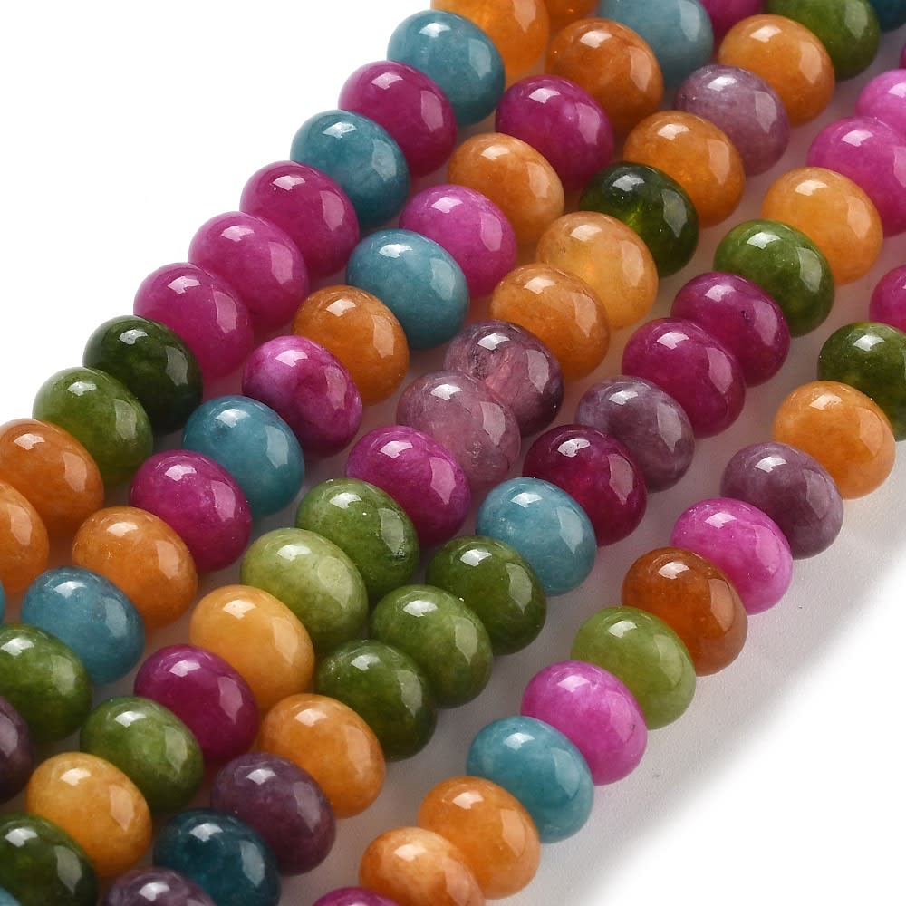 Sarta abalorios cuentas redonda plana 8x5 mm piedra jade / tira8